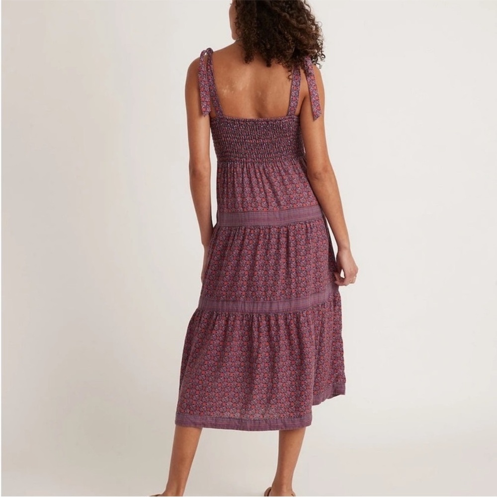 Marine Layer Selene Smocked Tiered Maxi Dress in Geo Floral Print - Picture 2 of 9